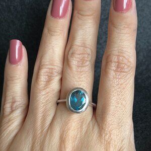 Oval Sterling Silver Blue Topaz Ring